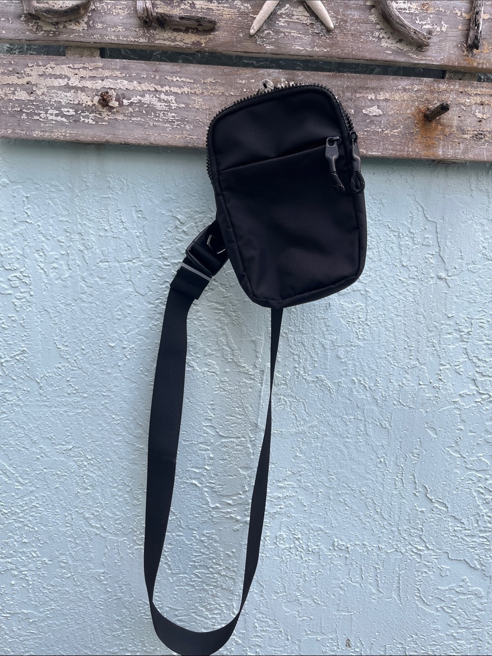 Black Compact Crossbody Sling Bag - Minimal Men's Carry